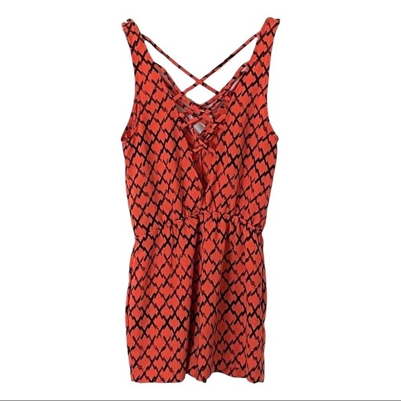 🌺 Urban Outfitters Silence + Noise Crisscross Plunge Boho Orange Romper XS - Picture 4 of 10